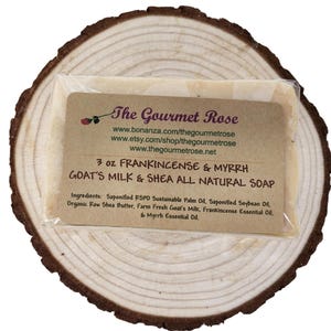 3 oz FRANKINCENSE MYRRH SOAP Bar Goat&#39;s Milk Shea Butter Goat All Natural Cold Processed Handmade Eco-friendly Biodegradable Essential Oil