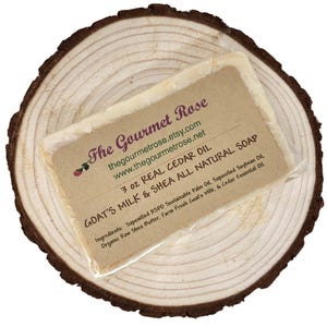 3 oz CEDAR OIL SOAP Bar Goat&#39;s Milk Shea Butter Goat 100% All Natural Cold Processed Body Handmade Eco-friendly Biodegradable Essential Oil