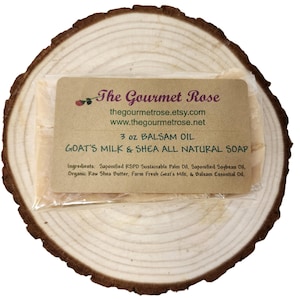 3 oz BALSAM OIL SOAP Goats Milk Raw Shea Butter Goat 100% All Natural Cold Processed Hand Body Handmade Eco-friendly Evergreen Essential Oil