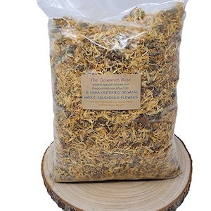 1 lb ORGANIC CALENDULA MARIGOLD Whole UsDA Certified Flowers Dried Dry Tea Food Grade Herbal Flower Botanicals Herbs Bulk Wholesale 16 oz