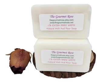 EXTRA HARD WHITE Melt And Pour Soap Base Glycerin All Natural Long Lasting Cold Process French Milled Sweat Free No Sweating 1 lb Or 2 lb