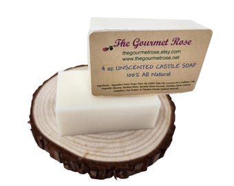 4 oz CASTILE OLIVE SOAP Unscented Extra Virgin Oil All Natural Glycerin Handmade Pure Gentle Sensitive Skin Complexion Face Facial Body Bar