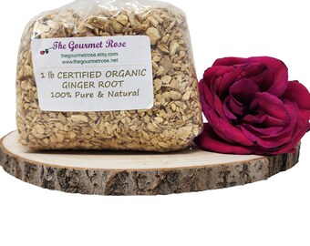 1 lb ORGANIC GINGER ROOT Certified Kosher Tea Culinary Cooking Baking Dry Dehydrated Dried Pieces Cut & Sifted Stomach Bulk Wholesale 8 oz
