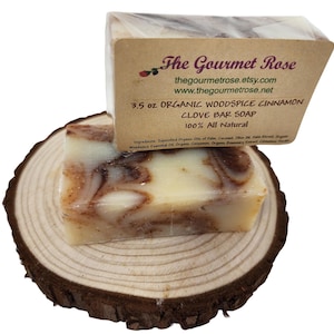 ORGANIC WOODSPICE SOAP Deodorant 100% All Natural Handmade Bath Bar Biodegradable Cinnamon Clove Bud Patchouli Ho Wood Essential Oil 3.5 oz