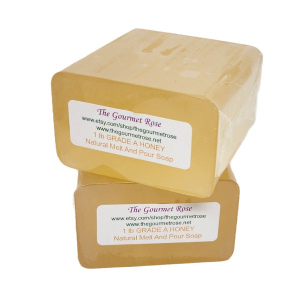 lb HONEY SOAP BASE Melt And Pour Glycerin Pure Glycerin 100% All Natural Pure No GMo Gluten/SLs/Detergent/Paraben Free Biodegradable Eco 1 2