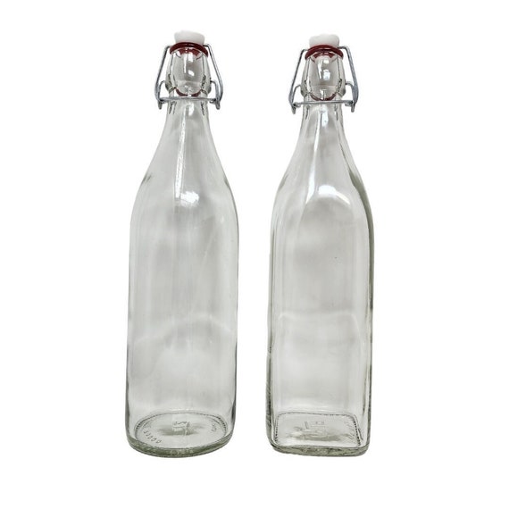 750 Ml SWING TOP BOTTLE Glass Clear Round Square Homemade Wine 