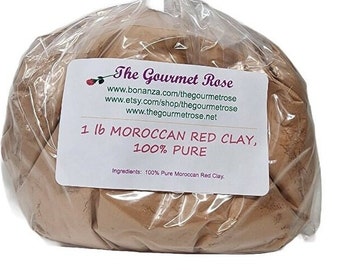 1 lb MOROCCAN RED CLAY Rhassoul Pure Spa Body Wrap Morocco Cosmetic Face Facial Mud Mask Detox Soap Making Bath Bomb Scrub Ingredient 16 oz