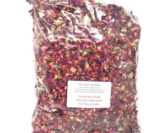 1 lb RED ROSE PETALS & Buds Edible Tea Dried Real Wedding Confetti Flowers Toss Potpourri Bath Sachets Botanical Herb Bulk Wholesale 16 oz