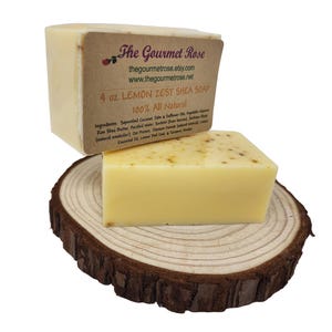 4 Unzen LEMON ZEST SOAP Organische Zitrusschale Rohe Unraffinierte Sheabutter 100% ganz natürliche handgefertigte Eco Green Bad Bar biologisch abbaubares ätherisches Öl