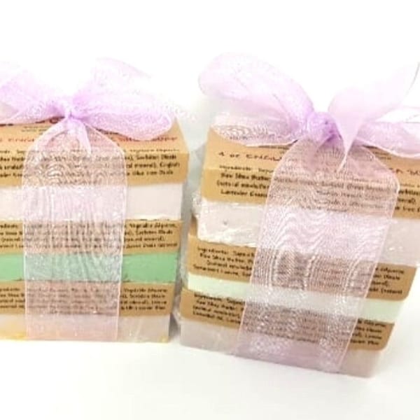 6 SOAP SAMPLER VARIETY All Natural Handmade You Choose Pure Body Shea Butter Lemon Lavender Orange Vanilla Spearmint Essential Oil Bulk Gift