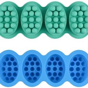 5 oz OVAL SILICONE MOLD Massage Soap Melt and Pour Molds Individual Bar Chocolate Rubber Lotion Bath Bomb Soapmaking Candy Making 4 Cavity