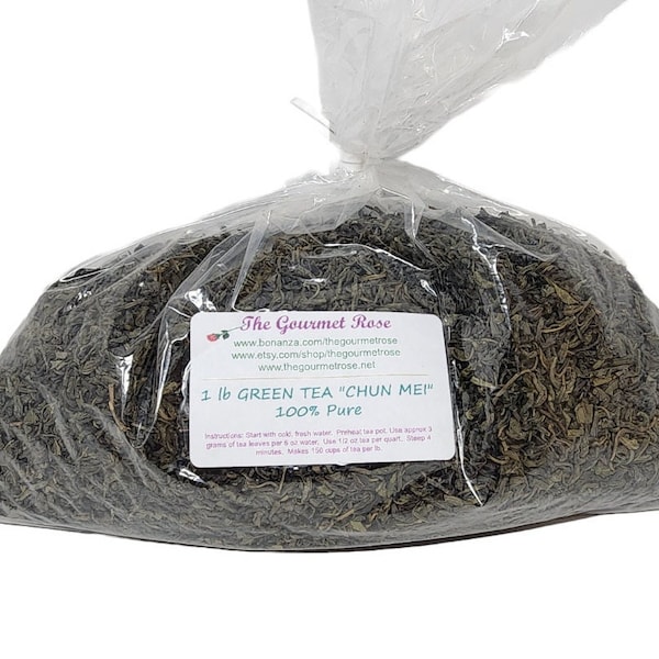 1 lb ORGANIC GREEN TEA Whole Leaf Loose Certified Kosher Chun Mei Dry Cut Dried Herbal Food Grade Culinary Pure Natural Wholesale Bulk 16oz