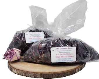 1 lb ORGANIC HIBISCUS WHOLE Flower Tea Dried Flowers Certified Kosher Loose Herbal Sabdariffa Jamaica Teas Agua Fresca Bulk Wholesale 8 oz