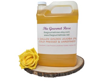 GOLDEN JOJOBA OIL Pure 100% Natural Unrefined Wax Massage Carrier Cold Pressed Skin Care Lip Balm Soap Lotion Wholesale Bulk 7 lb 1 Gallon