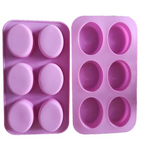 3.5 oz SILICONE OVAL MOLD Facial Face Soap Melt and Pour Molds Individual Bar Chocolate Rubber Lotion Bath Bomb Baking Candy Making 6 Cavity