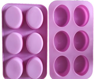 Molde ovalado de silicona de 3.5 oz para jabón facial, jabón líquido, chocolate, loción, bombas de baño, repostería y elaboración de dulces. 6 cavidades.