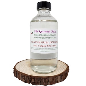 8 oz WITCH HAZEL TONER Glass Bottle Distillate Herbal Water Hamamelis Virginiana 100% All Natural Pure Alcohol Free Soothing Normal Skin