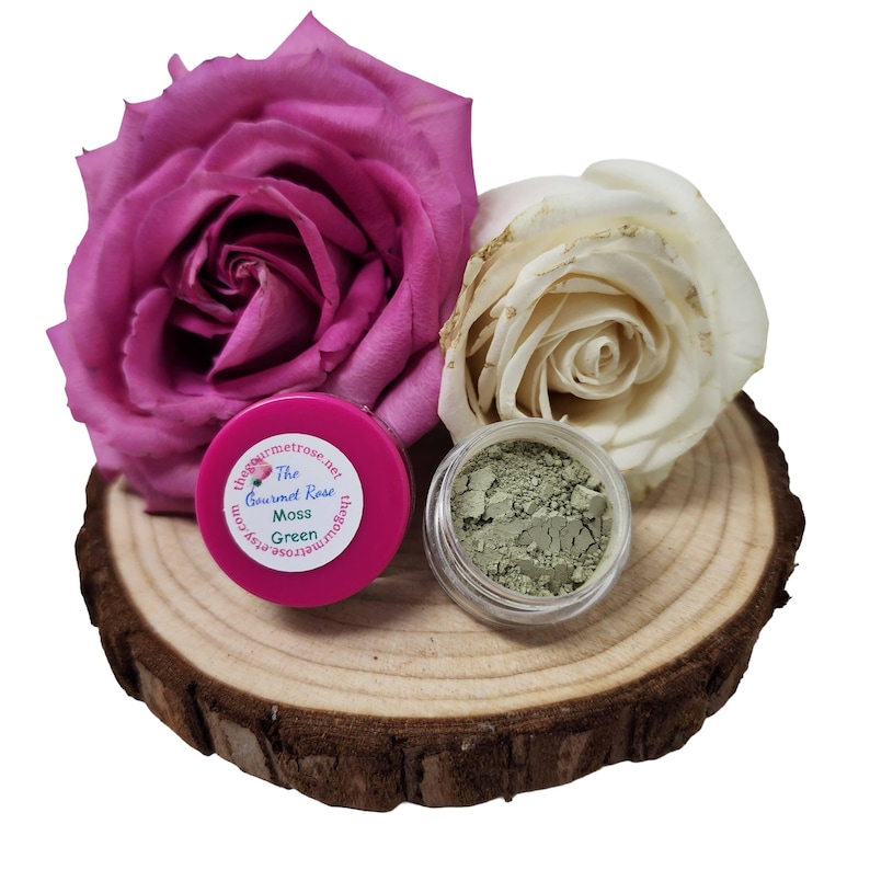 SOMBRA DE OJOS VERDE MUSGO Polvo Delineador de ojos Minerales para todo tipo de piel Maquillaje mineral orgánico 100 % natural Frasco de 5 gramos de volumen 1,5 gramos de peso imagen 1