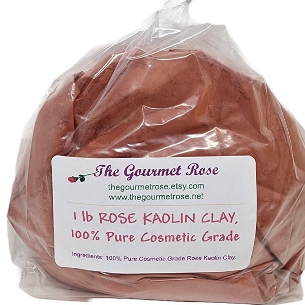 1 or 2 lb ROSE KAOLIN CLAY Pink Pure Spa Body Wrap Cosmetic Face Facial Mud Mask Detox Soap Making Bath Bomb Scrub Ingredient 16 or 32 oz