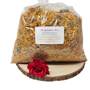 1 lb CALENDULA ORANGE FLOWERS Tea Dried Certified Organic Petals Only Pot Marigold Herbal Loose Edible Sprinkles Herbs Bulk Wholesale 16 oz