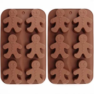 3D GINGERBREAD MAN 3.5" Tall Mold Soap Ginger Bread Men Silicone Cookies Kids Baking Chocolate Rubber Wax Tart Melt Ice Cube Baking 6 Cavity