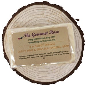 3 oz SWEET ORANGE SOAP Goat&#39;s Milk Raw Shea Butter Goat 100% Natural Handmade Cold Processed Hand Body Eco-friendly Packaging Essential Oil
