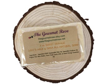3 oz SWEET ORANGE SOAP Goat's Milk Raw Shea Butter Goat 100% Natural Handmade Cold Processed Hand Body Eco-friendly Packaging Essential Oil