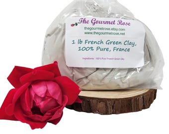 1 lb FRENCH GREEN CLAY Organic Pure Body Wrap Cosmetic Grade Mineral Face Facial Mud Mask Natural Normal Skin Detox Shaving Soap Bath 1 oz