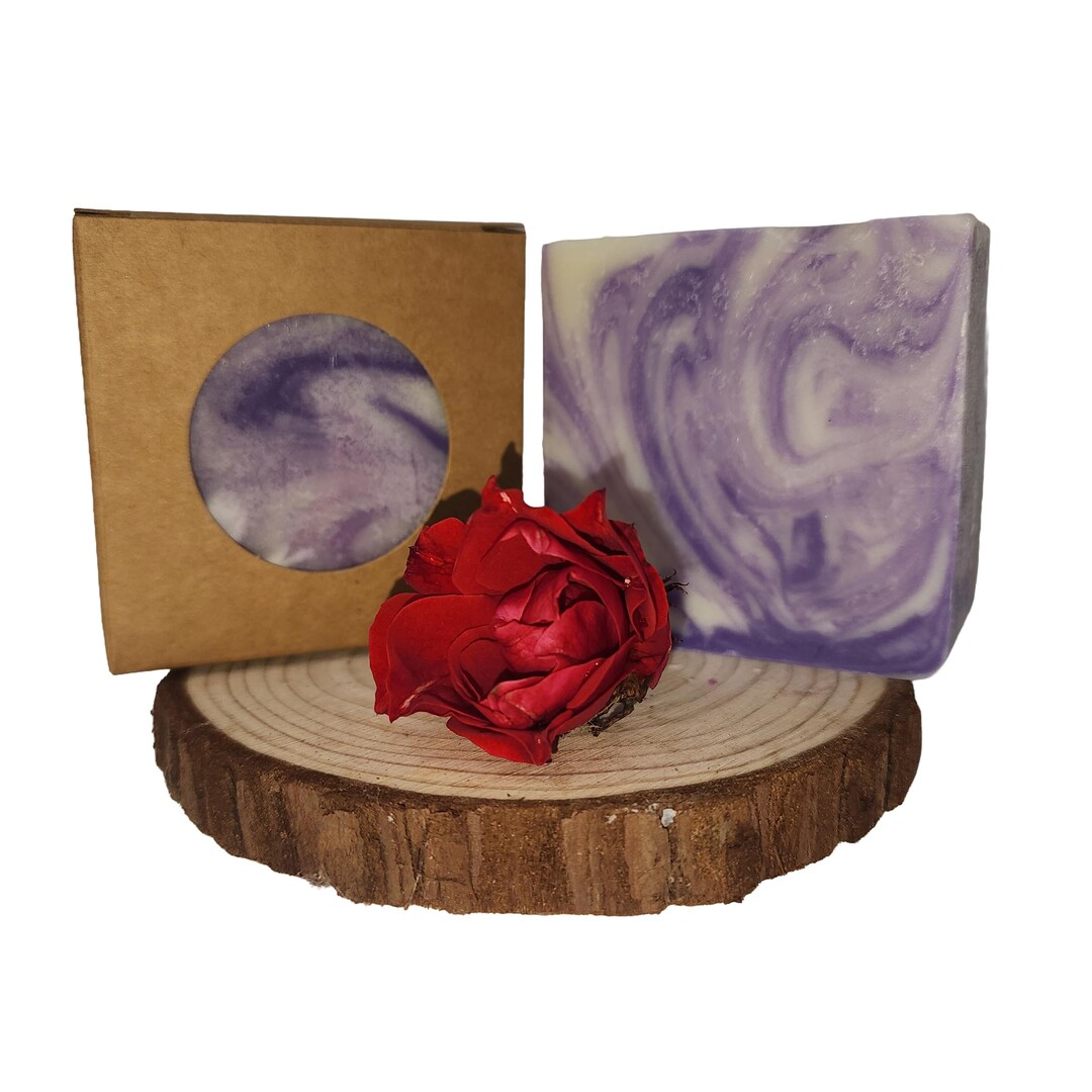 5 Oz LAVENDER SWIRL SOAP Shea Butter All Natural Handmade Olive Oil ...
