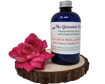 4 oz ORGANIC ROSEWATER TONER Witch Hazel Rose Water Aloe Vera Face Facial Cleansing 100% All Natural No Alcohol Free Normal Mature Skin