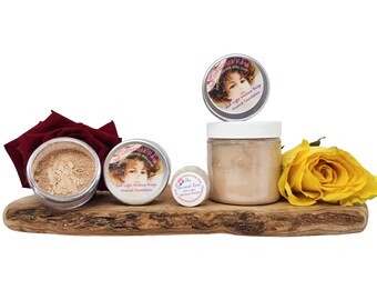 Base de maquillaje 6A LIGHT MEDIUM BEIGE, tonos neutros de piel, subtonos minerales, maquillaje mineral mate natural, frasco de muestra de tamaño completo, 1 oz, recarga a granel