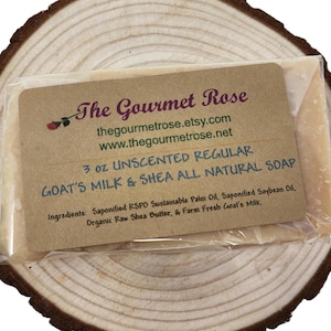 3 oz UNSCENTED GOAT&#39;S MILK Shea Butter Soap Pure Goats Goat 100% All Natural Body Bath Bar Handmade Eco-friendly Biodegradable Wrapping