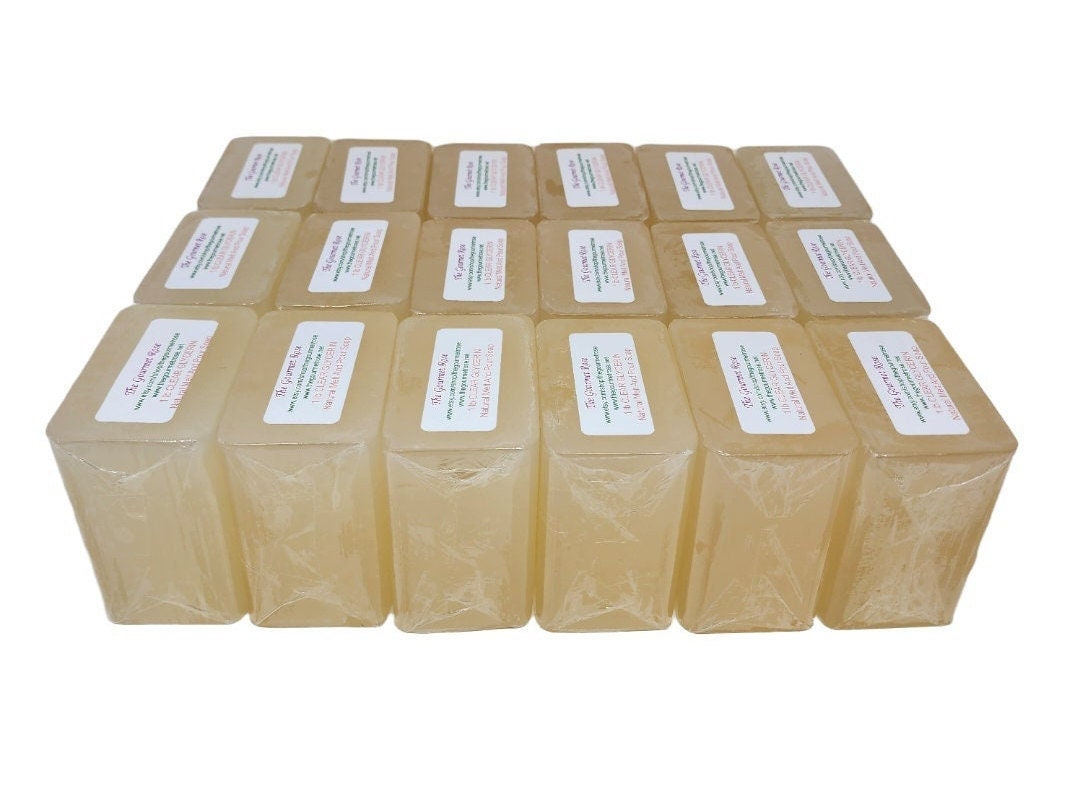 Jabón transparente de 18 libras, base de glicerina, 100% natural, venta al por mayor, sin detergentes.