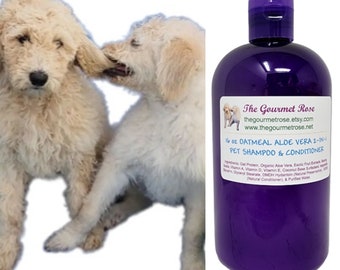 16 oz CHAMPÚ Y ACONDICIONADOR DE AVENA Perro Mascota 100% Bicarbonato de sodio totalmente natural Abrigo de aloe vera Pelo de piel Puro vegano Gato Animal Baño Lavado Sin jabón