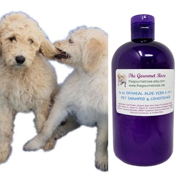 16 oz OATMEAL SHAMPOO & CONDITIONER Dog Pet 100% All Natural Baking Soda Aloe Vera Coat Fur Hair Pure Vegan Cat Animal Bath Wash Soap Free