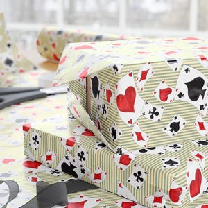 Playing Card Gift Wrap Paper, Poker Party Wrapping Paper, Casino Night Theme, Birthday Gift For Him, Alice In Wonderland Decor