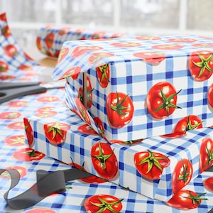 Tomato Gingham Wrapping Paper: Farmhouse Picnic Gift Wrap
