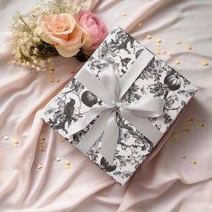Gothic Raven Halloween Wrapping Paper: Vintage Black Pumpkin Design