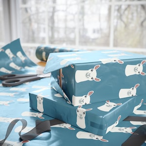 Modern Llama Wrapping Paper, Cute Farm Animal Gift Wrap Fun Birthday, Whimsical Blue Packaging, Trendy Minimalist Decor, Playful Party