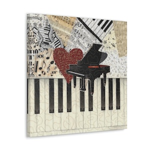 Grand Piano with Heart and Music Gallery Wrap Canvas