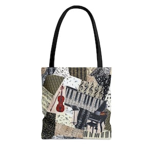 Violin Recital Piano Music Tote Bag, violinist gift, musician or music teacher gift