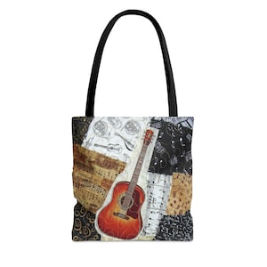 Acoustic Guitar Music Tote Bag, music lover gift, musician gift