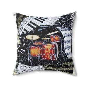 Drum Kit Music Jazz Band Square Pillow for drummers, music lovers, musician