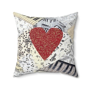 With a Song in My Heart Music Square Pillow for music lovers, musicians, and music room decor