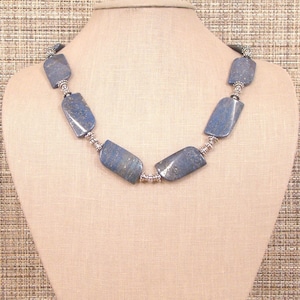 Lilly - Bold OOAK Dark Blue Lapis Lazuli and Antiqued Bali Silver Necklace.