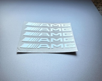 5x AMG Sticker Emblem Logo Decal Mercedes - Chrome