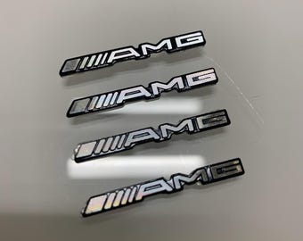 4 pegatinas con el logotipo de AMG de Mercedes (aluminio)