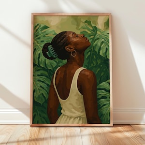 Black Woman Art Print: Botanical Illustration (Digital Download)