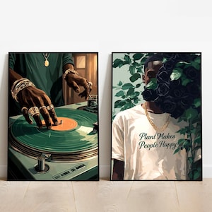 Conjunto de 2 piezas: Arte de mujer negra, Arte de spa, Arte mural de mujer negra, Arte mural de chica negra, Arte mural afro, Arte de chica negra, Arte digital, Arte de moda.