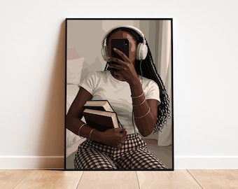 Black Woman Art, Modern Art, Black Woman Wall Art, Black Girl Wall Art, African wall art, Black girl art, Wall Art Digital, Fashion Art